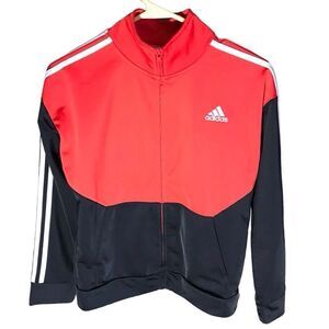 Adidas boys Size Medium 10/12 zip jacket coat athletic red black long sleeve